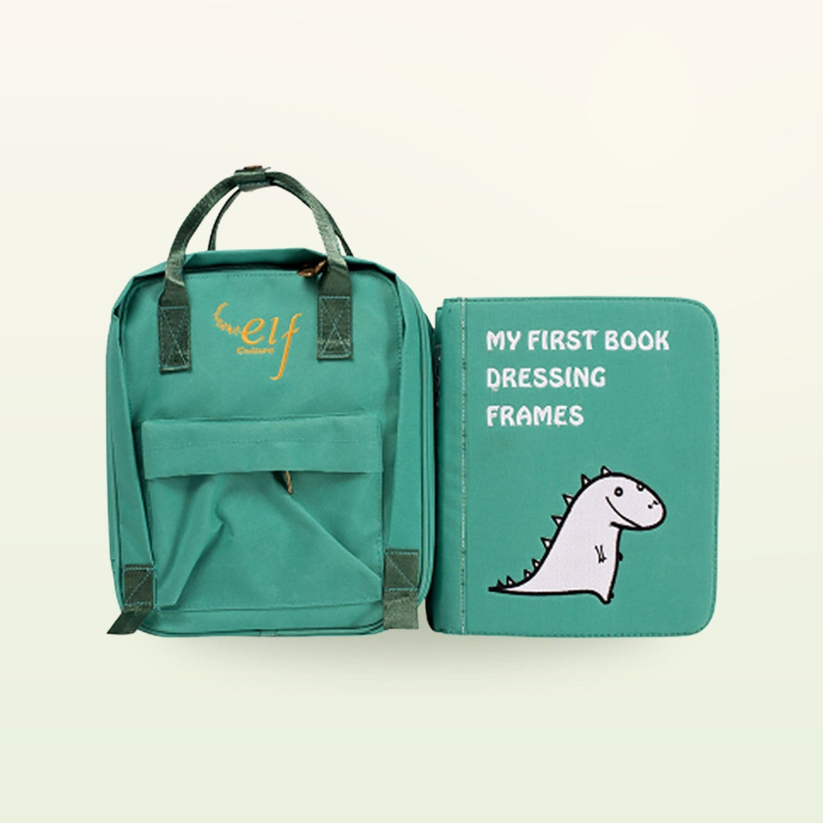 My First Book dressing quiet book and backpack set (green)