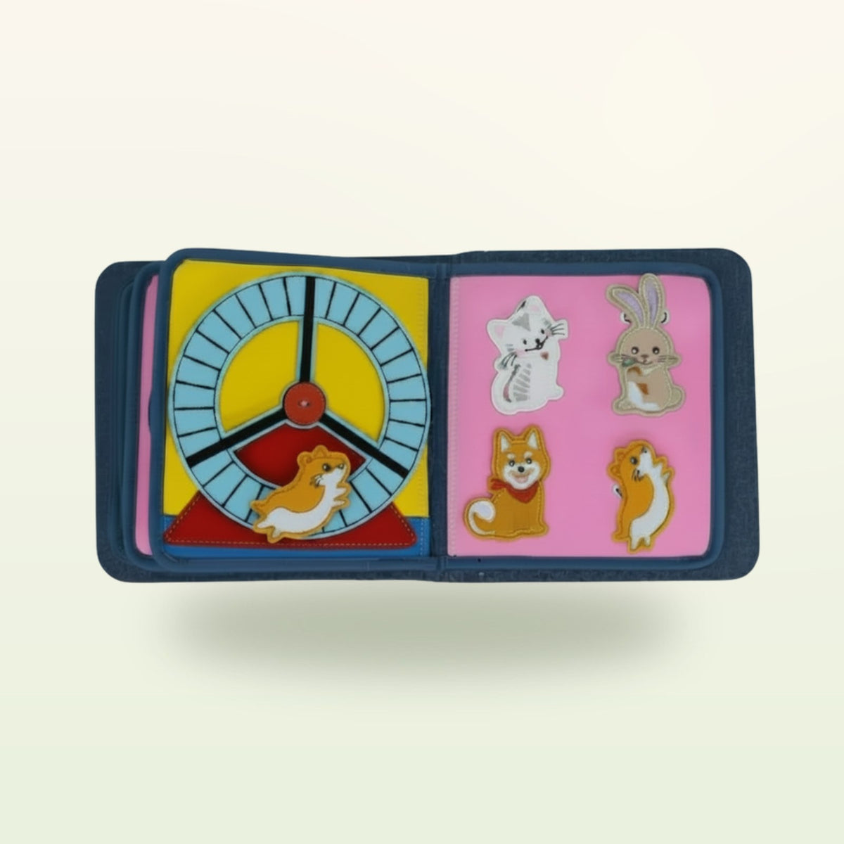 My First Book Pet Friends double page with hamster and animal figures on a soft cream background – from 1 year