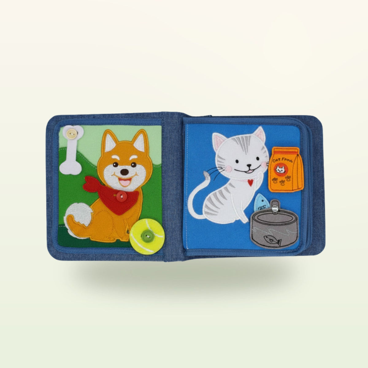 My First Book Pet Friends double page with dog and cat on a soft cream background – from 1 year